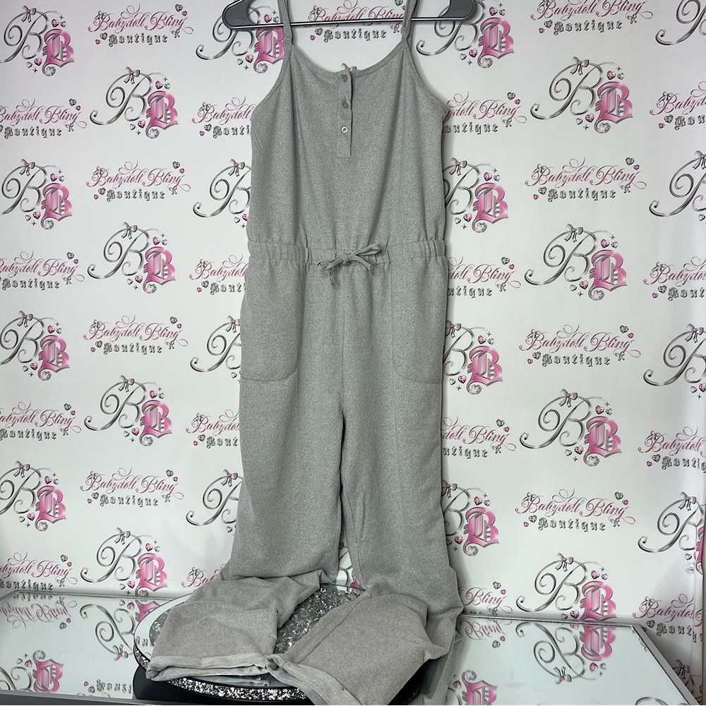 La Vie En Rose Gray Jumpsuit with Spaghetti Straps and Relaxed Fit